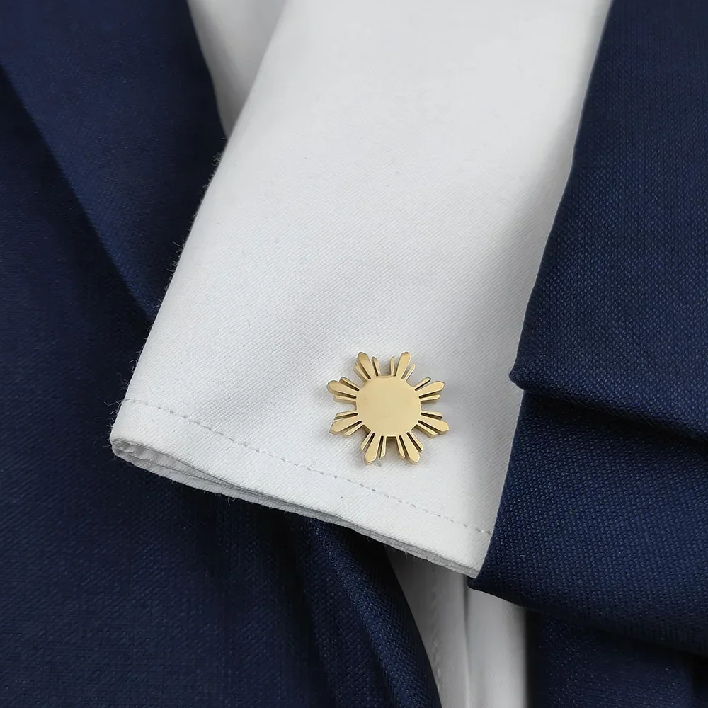 

Vintage Sun Totem Cufflinks Gold Color Stainless Steel Men's Cufflinks Wedding Guest Gift Shirt Cuff Clasp Jewelry