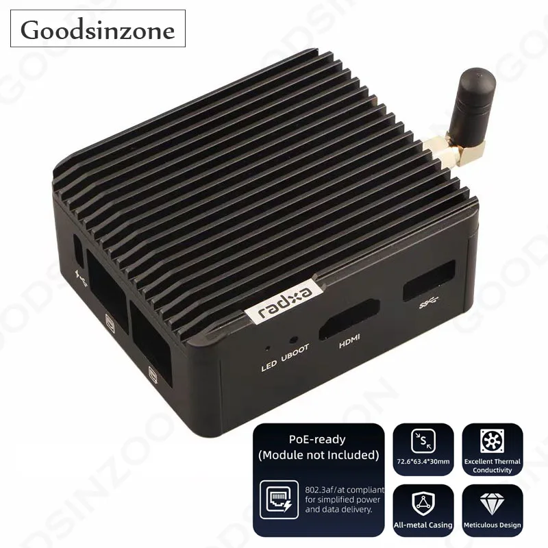 

Radxa A5E Ultra-Compact Metal Case with Antenna Kit - Industrial CNC Aluminum Shell for Radxa Cubie A5E SBC (Not Included)