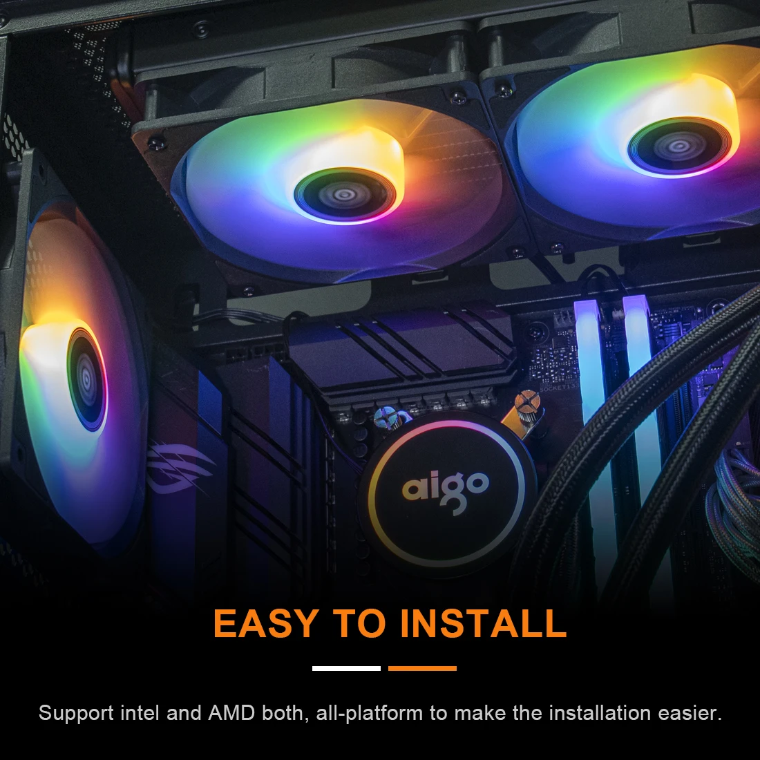 Aigo-cpu مروحة التبريد ، المبرد السائل ، المبرد المتكامل ، 120 مللي متر ، 240 مللي متر ، lga 2066/2011/1151/1155/am3 +/am4 amd