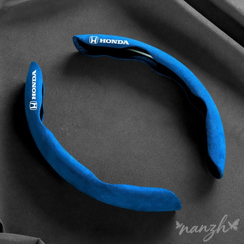Suede Universal Car Steering Wheel Booster Cover Keychain For Honda Civic 10 11th Jazz City Gen Hrv Fit Accord Mugen RR Forza view 4