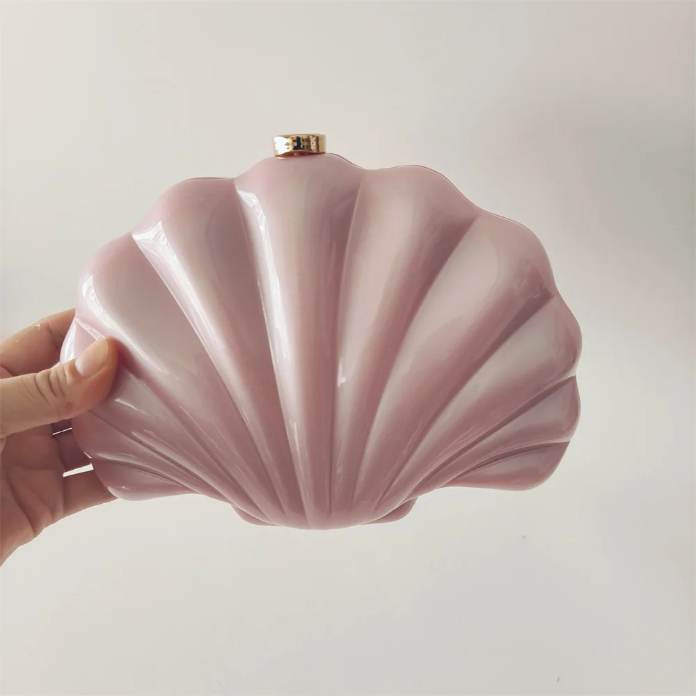 

Pearl Pink Party Prom Luxury Women Wedding Bridal Clutch Purse Bag Female Shell Acrylic Box Clutches Lady Gift Evening Handbags