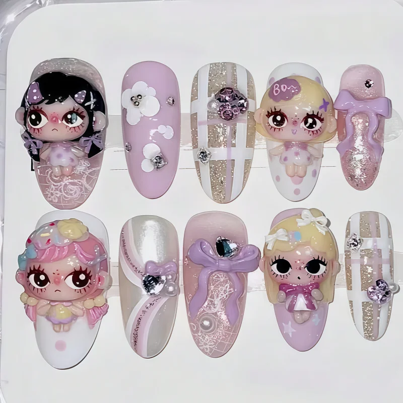 Niedliche Cartoon-Mädchen 3D-Silikonform für Nägel, DIY-Puppe, Hase mit Brille, Nagelkunst-Deko, Gießform für Kunstharz, Maniküre-Zubehör – Detail 7