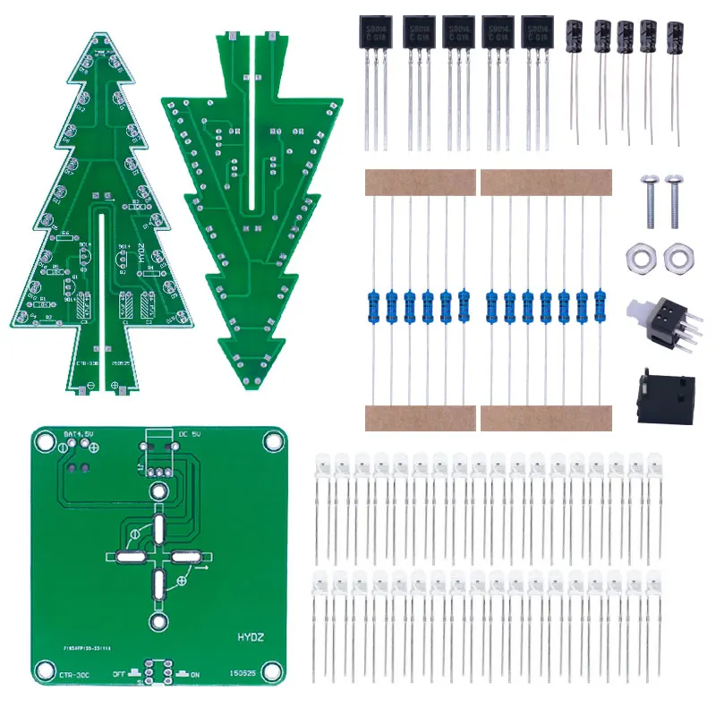 Three-Dimensional 3D Christmas Tree LED DIY Kit Red/Green/Yellow RGB LED Flash Circuit Kit Electronic Fun Suite