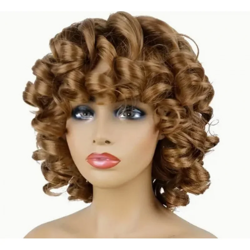Lace , fashionable headpiece, small curls, short hair, Latin American style curly wig, full head black perm - view 5