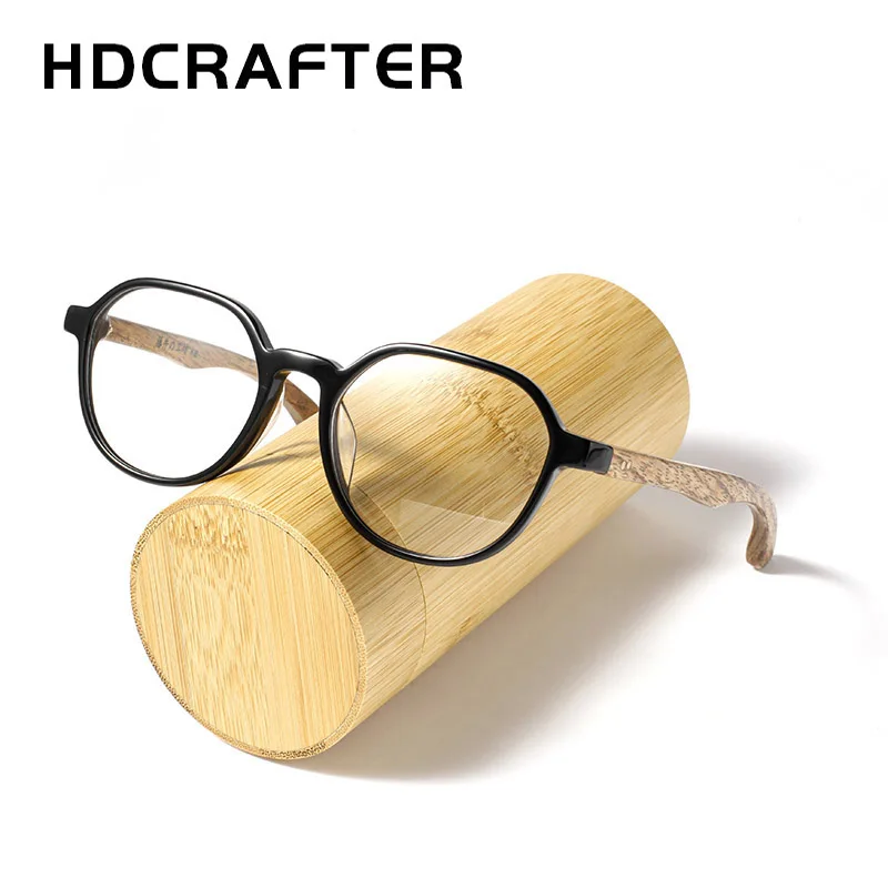 HDCRAFTER Men Retro Wood Glasses Frame Fashion Male Myopia Prescription Optical Recipe Eyeglasses Frame Spectacles Eyewear