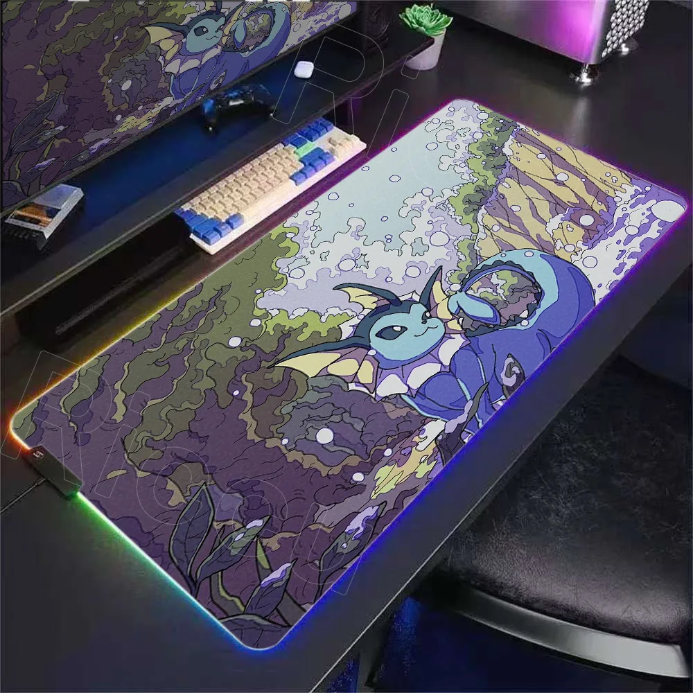 

Нескользящий резиновый настольный коврик RGB, коврик для мыши с изображением покемона, большой геймерский коврик для мыши, аниме, коврик с замком, коврик для мыши, аксессуары для игрового набора ПК, игровой коврик