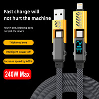240W 4-in-1 Data Cable Super Fast Charging USB to Type-C USB C to Lighting With LED For iPhone16 15 14 XIAOMI HUAWEI