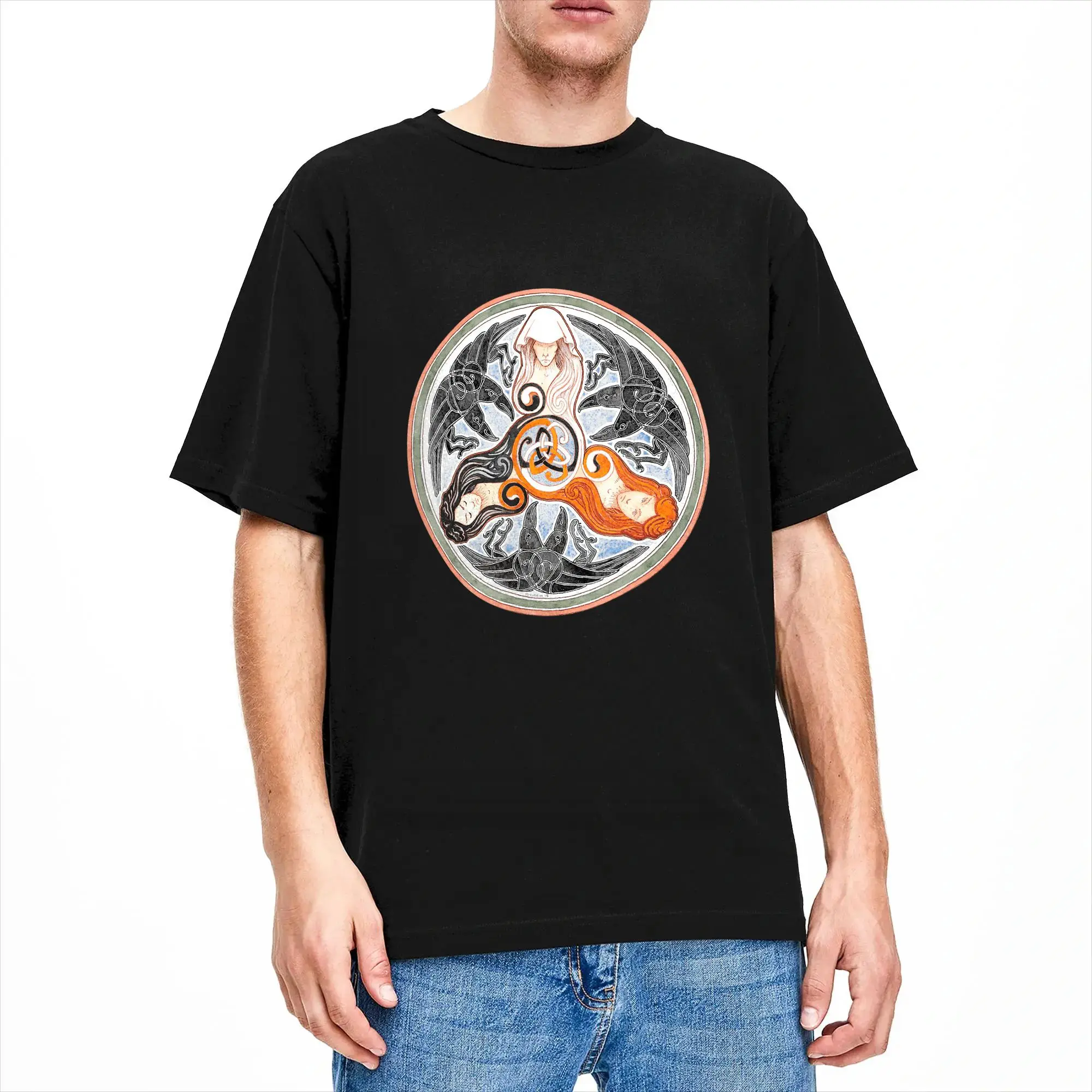 The Morrigan Triple Goddess Tarot Card Gothic Pagan Witch T Shirt Summer  Cotton T-Shirts Mens Casual Tee Shirt Short-Sleeved