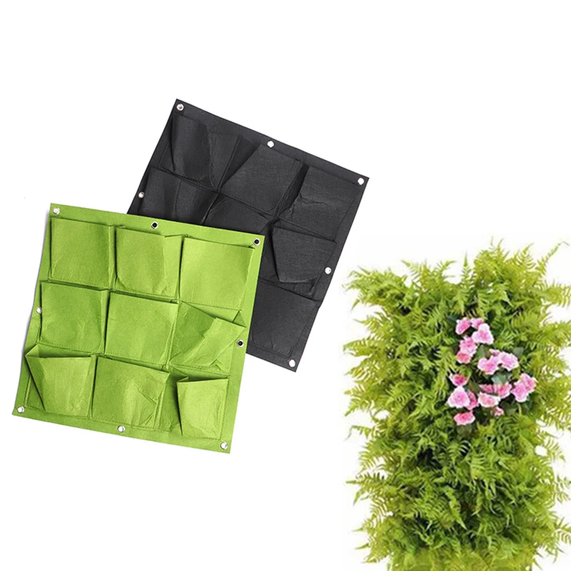 9/18 Pocket Vertical Growing Planting Bag Felt Fabric Wall Hanging Outdoor Garden Planter Pot Flower Vegetable Growing Container