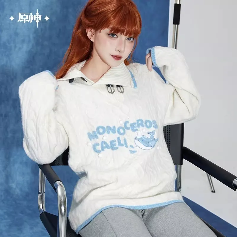 

[Genuine] miHoYo Game Tartaglia Sweater Genshin Impact Tartaglia Theme Collar Knit Sweater Anime Costume Coat Cosplay Xmas Gifts