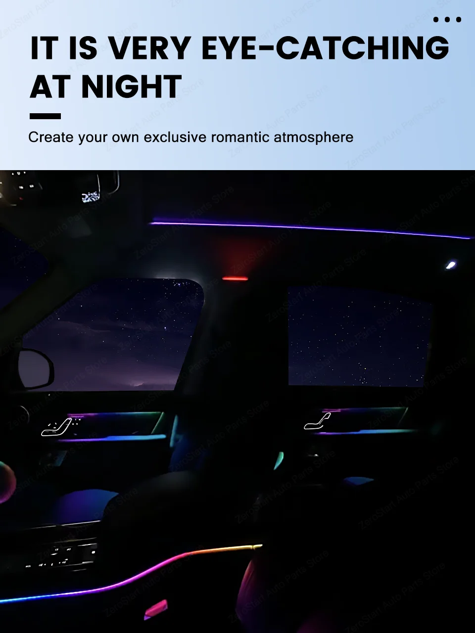 APP-Steuerung, 256 Farben, LED-Oberlicht, Umgebungslicht, Atmosphäre, Schiebedach, Licht, Autodach, Panorama-Oberlicht, Umgebungslicht für BMW – Detail 1