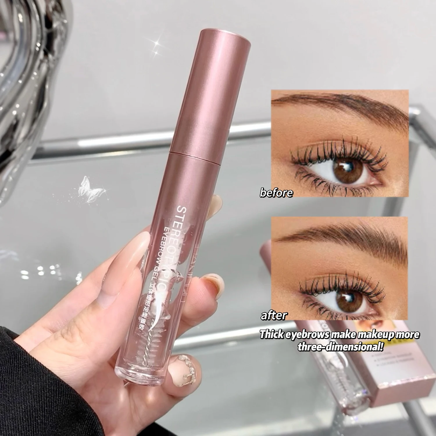 SHAQINUO Transparent Colorless Brow Gel Natural Wild Brow Gel Defined Individual Brows 3D Shaping & Setting Brow Gel
