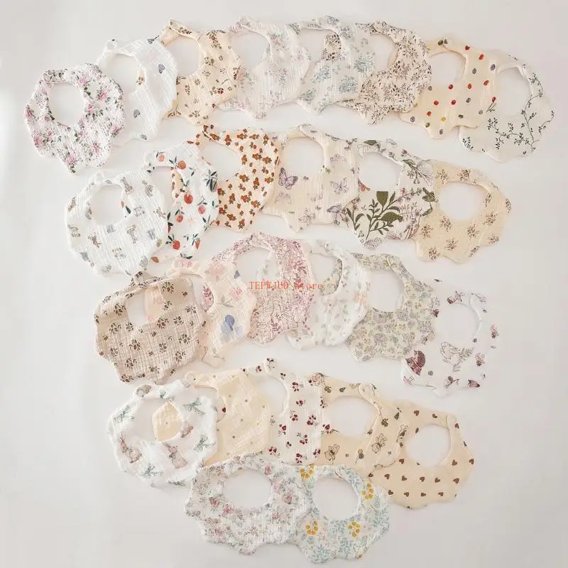 

U50F Baby Bib Unisex Cotton Bandana Bib 6 Layer Newborn Bib Baby Feeding Bib Lovely for Drooling & Teething Infants