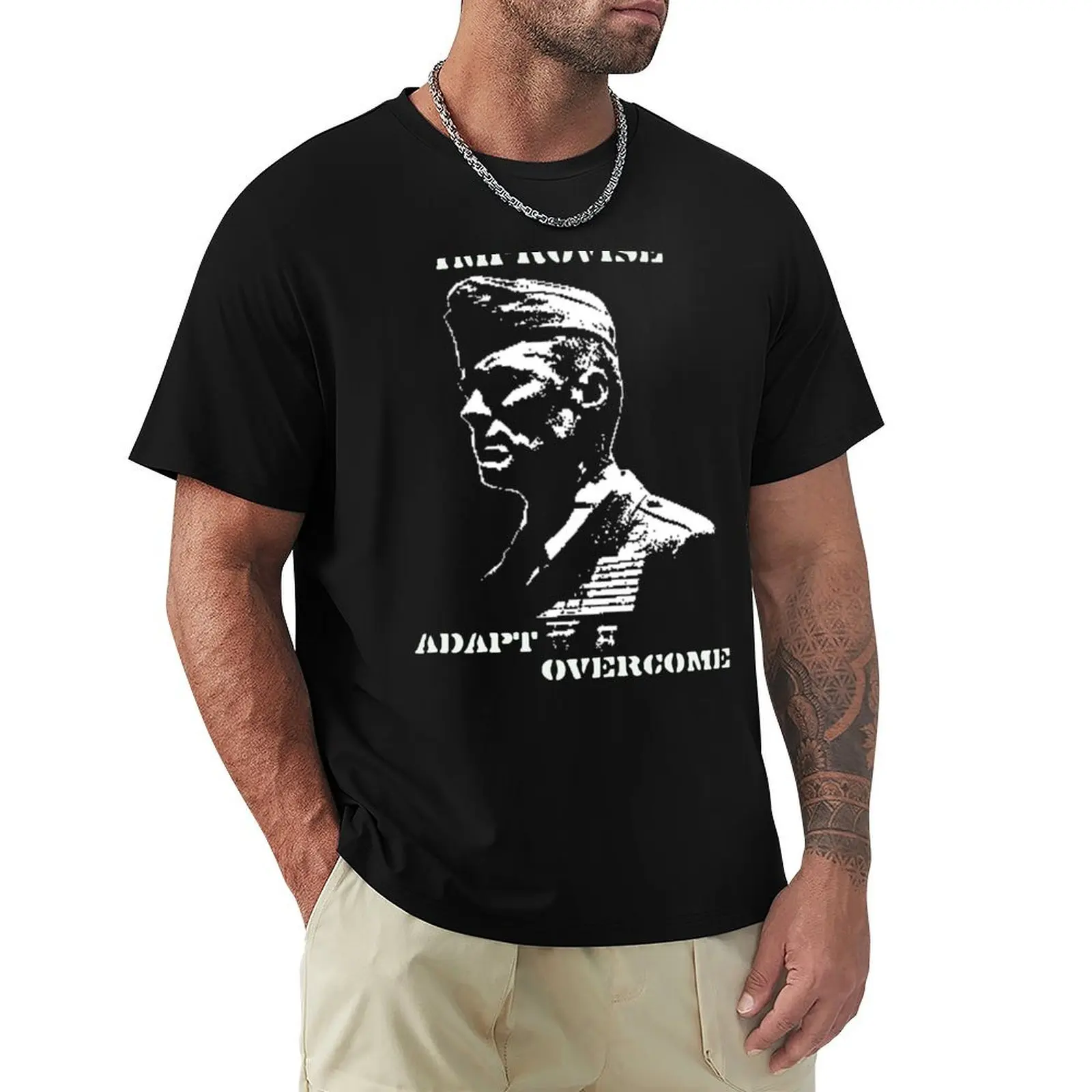 IMPROVISE.ADAPT.OVERCOME.-Gunny Highways Mantra. T-Shirt Anti-Fade Casual Tee Shirt