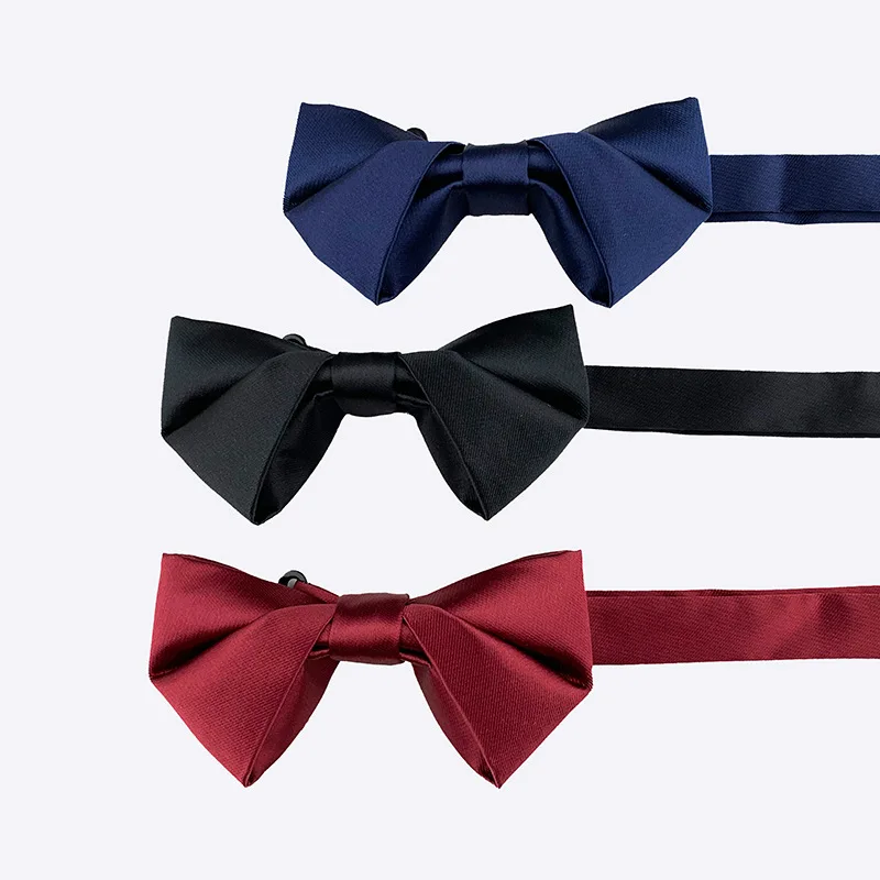 12*6cm Fashion Formal British Style Double Layered Pointed Polyester Bow Tie Men's Wedding Business Bowtie Necktie Accessories