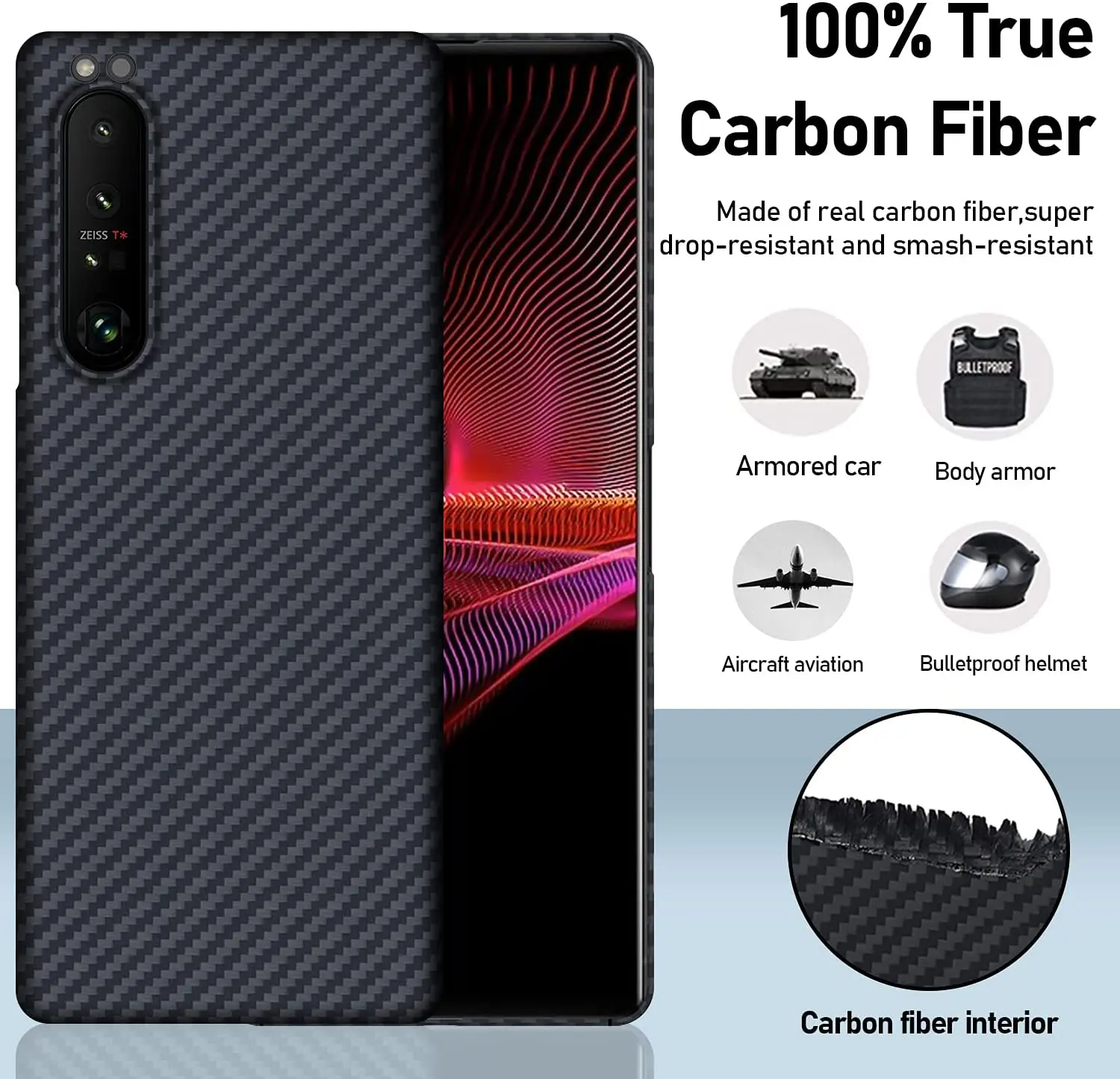 Aramid Fiber Case for Sony Xperia 1 III Case for Sony Xperia 10 iii 1 ii 5 iv Real Carbon Fiber 3D Ultra Thin & Light Cover Case