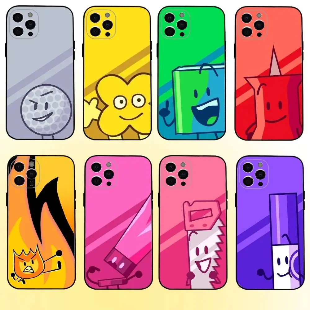 

B-Bfdi Battle For Dream Island Phone Case For iPhone17,16,15,14,13,12,11 Plus,Pro Max Soft Black Cover
