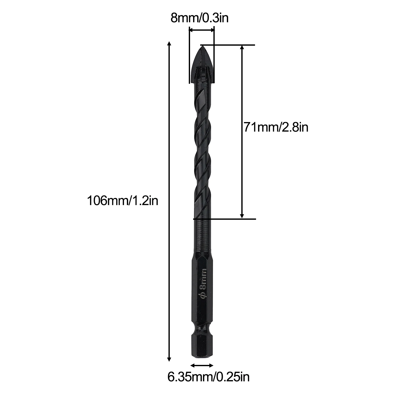 Kits Drill Bit Shank Spiral Triangle Cement Ceramic Components Cross Drill Equipment Four-Blade Groove Perforated