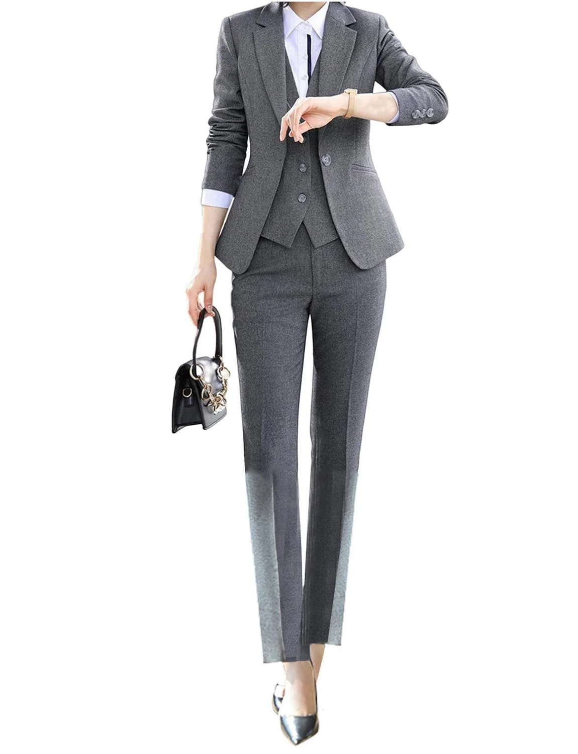 

Women's Three-Piece Suit Notch Lapel Jacket Single Breasted Vest Pants Tuxedos Office Lady Formal Daily Dinner