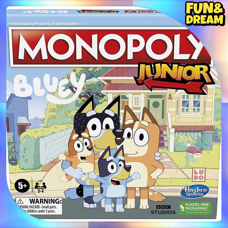 Bluey Little Blue Dog Bluey Kids Junior Edition Monopoly Real Estate Tycoon Toy Board Game Monopoly Board Game Toys Fun Games