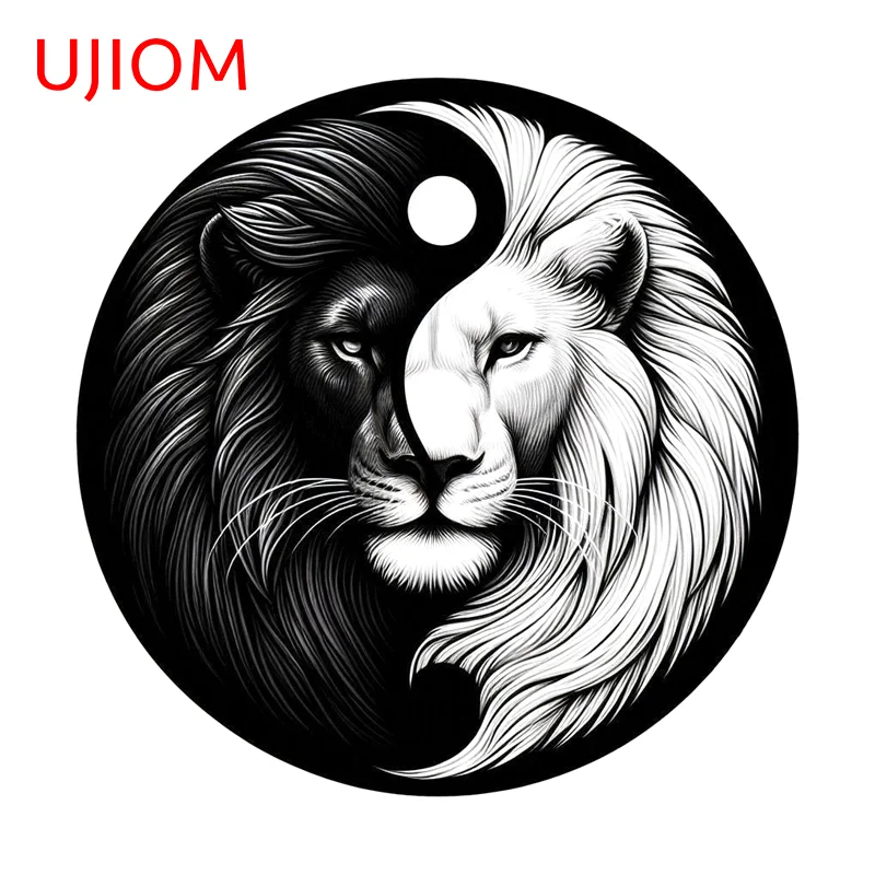 UJIOM Exquisite Yinyang Lion Wall Sticker Attractive Unique HD Pattern Occlusion Scratch Graphics Decal Trunk Wardrobe Decor