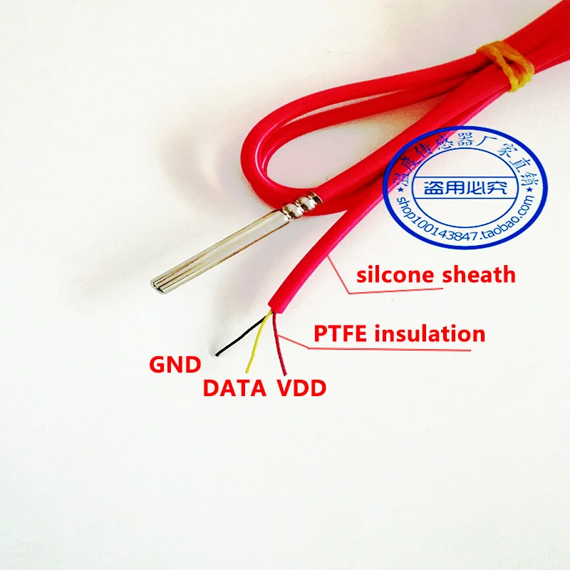 DS18B20 Waterproof Digital Temperature sensor 6mm * 50mm Stainless Steel Probe 18b20 1m 2m 3m 5m Silicone Cable