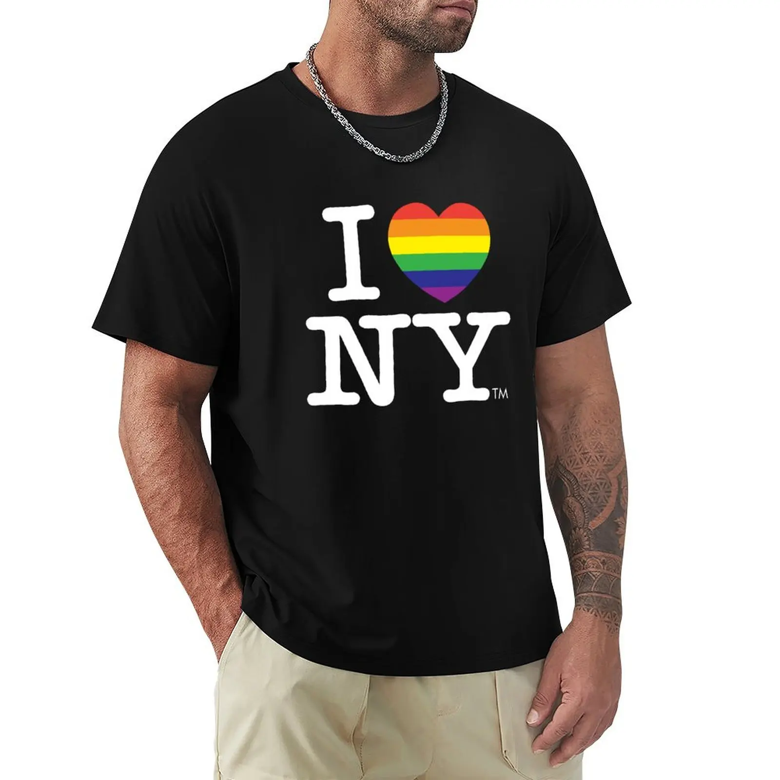 

I LOVE NY Rainbow Pride Logo T-Shirt croswit shirt man oversized kawaii clothes Short sleeve tee men