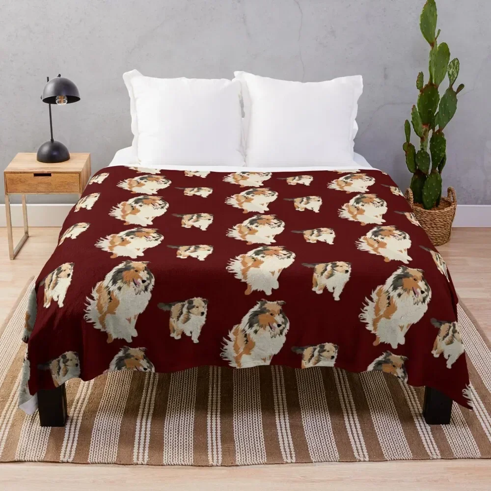 

Collie and Collie Puppy v.1 Throw Blanket Spring Fall Cozy Throw Blanket for Couch