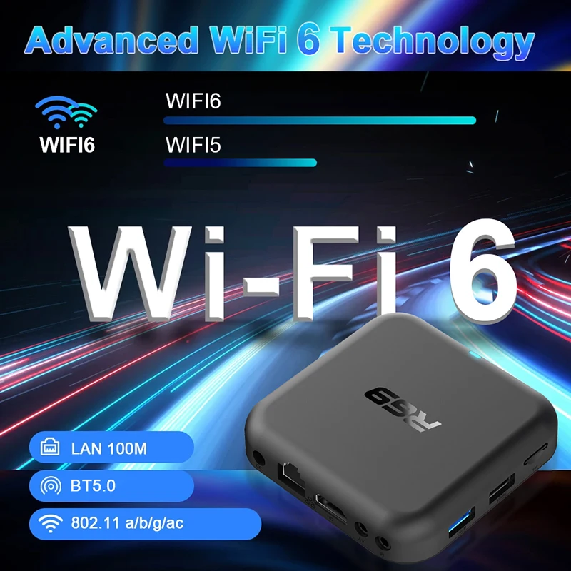 Janmifly R69 Smart TV Box Android 14 Rockchip RK3518 4K Wifi6 3D Google Assistant Netflix YouTube Bluetooth 5.0 Set Top Box