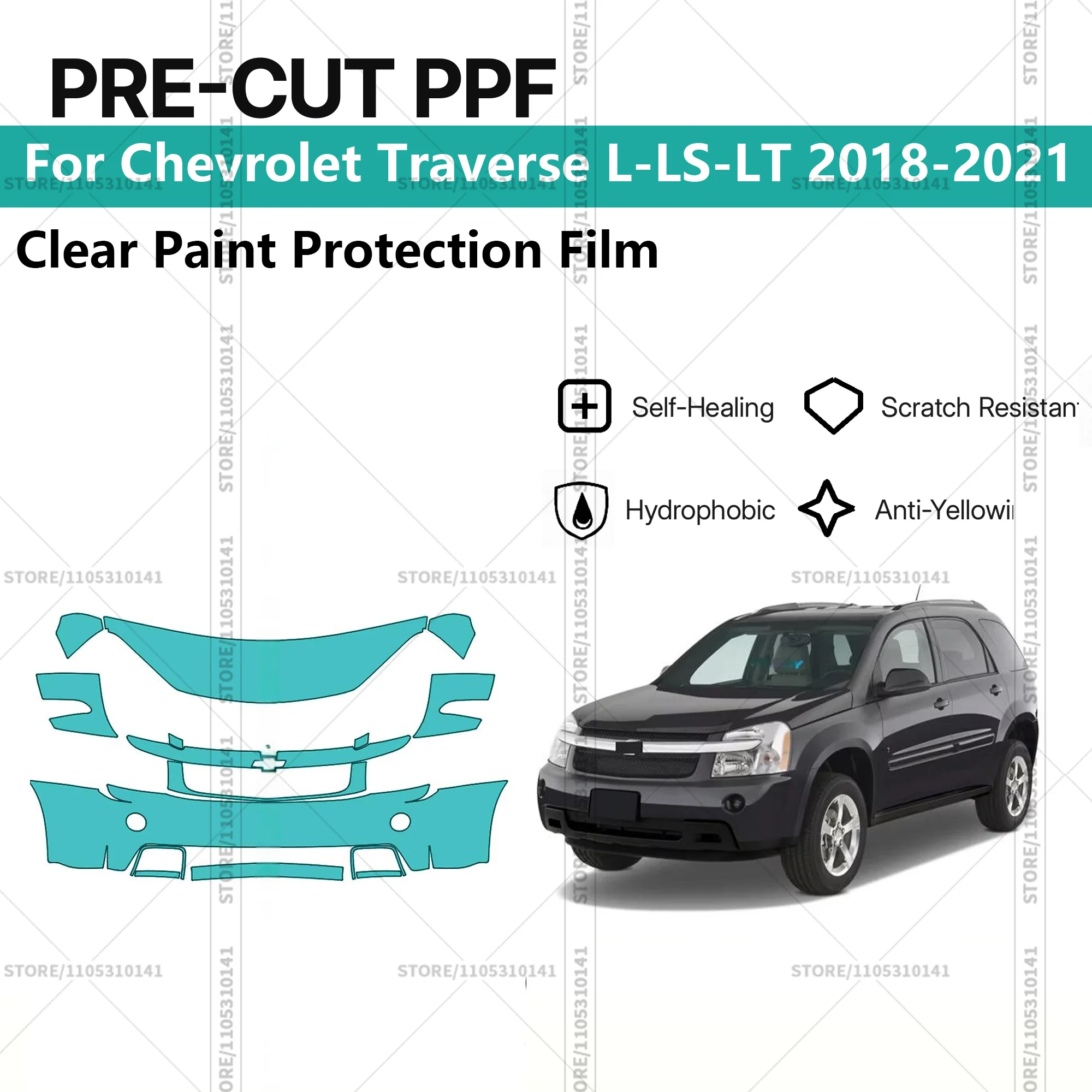 

For Chevrolet Traverse L-LS-LT 2018-2021-2 Pre-Cut Paint Protection Film PPF Transparent Car Film Automotive PPF Front Kit