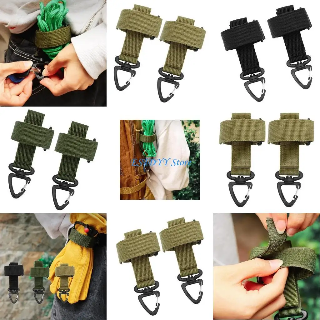 

G6DE Adjustable Gloves Straps Nylons Webbing Carabiner Militaries Supply Gloves Hook