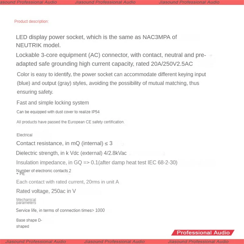 1 ~ 8PCS Powercon Chassis Connector 20A 3 pin Power femmina Socket terminali NAC3MPA-1 e NAC3MPB-1 per trapano elettrico LED Stage