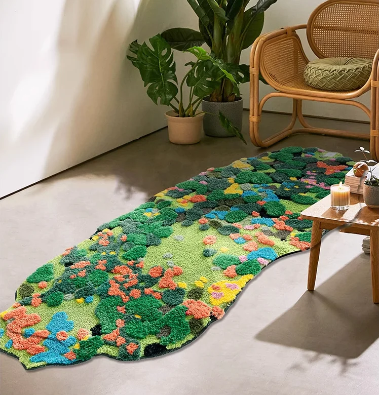 3D Moss Tufting Bathroom Mat Living Room Carpet Bedside Long Rug Soft Bedroom Floor Pad Home Decor