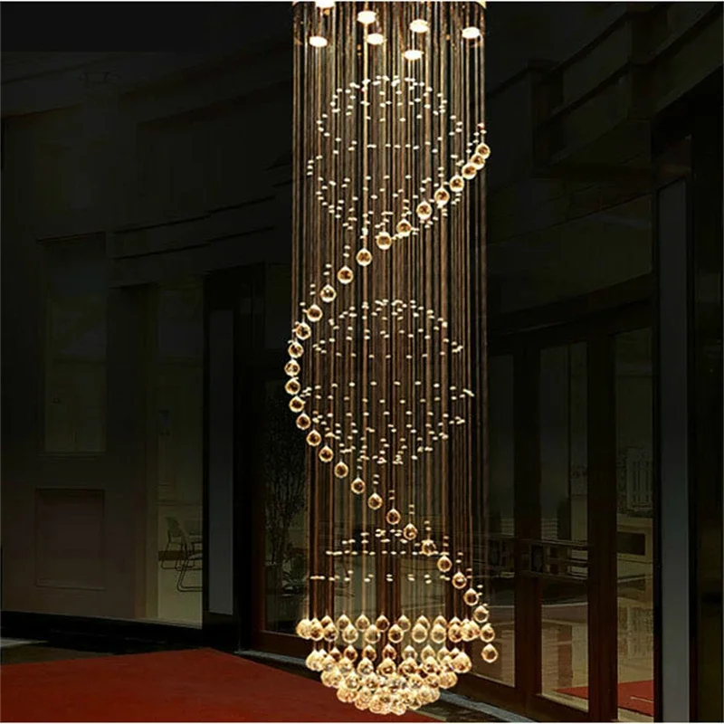 

6/8/13 Luxury Led Crystal Ceiling Lights Long Stairway Crystal Dome Ceiling Lamp Europe Hotel Foyer Living Room Hanging Light