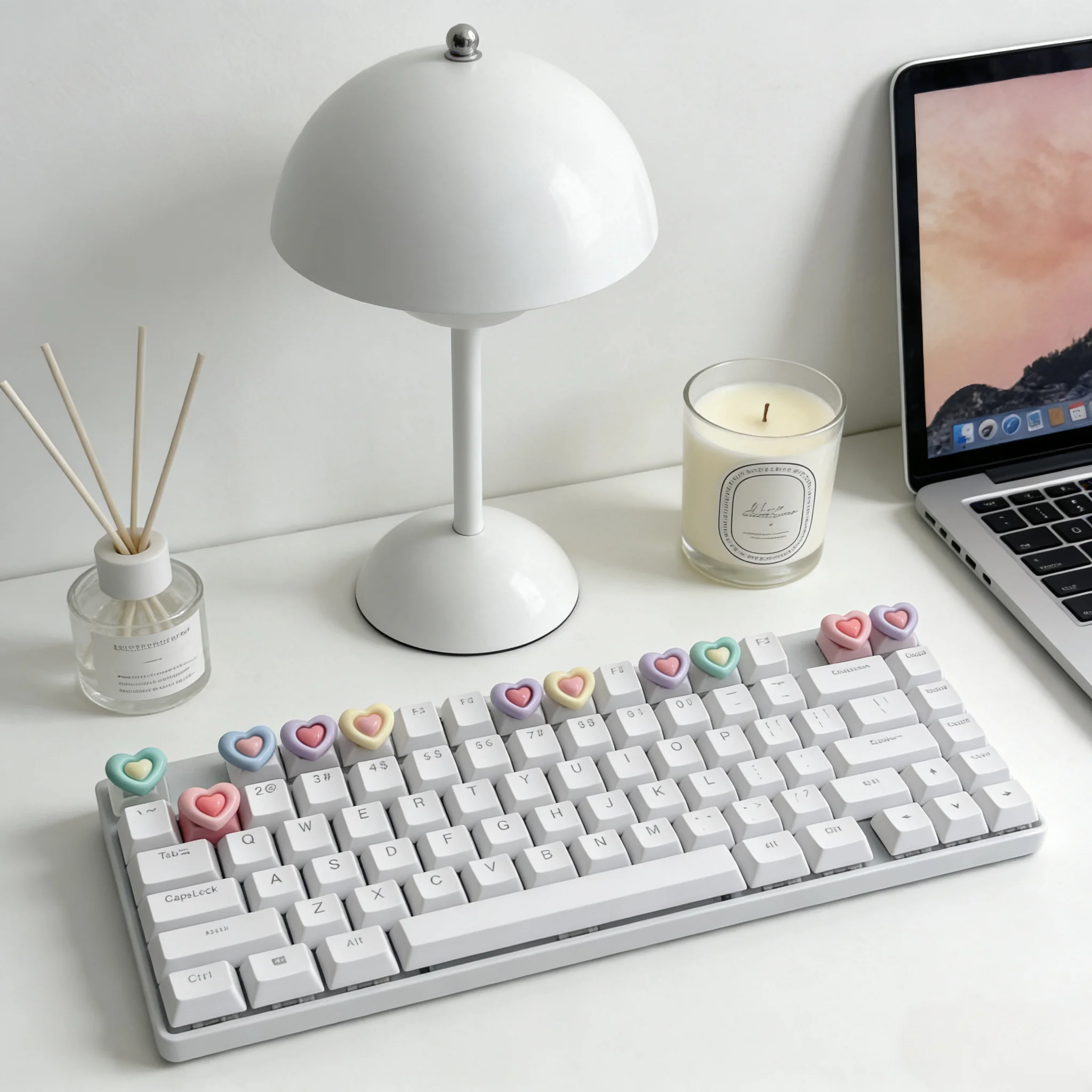 DIY Cute Macaron Love Translucent Pink Cross Mechanical Key Cap Suitable for ESC Base Key Cap