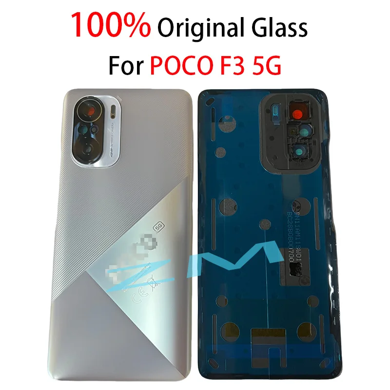 Poco F3 OEM A+ Back Glass Cover For Xiaomi For Poco F3 Back Door Replacement Hard Battery Case, Rear Housing Cover With Adhesive