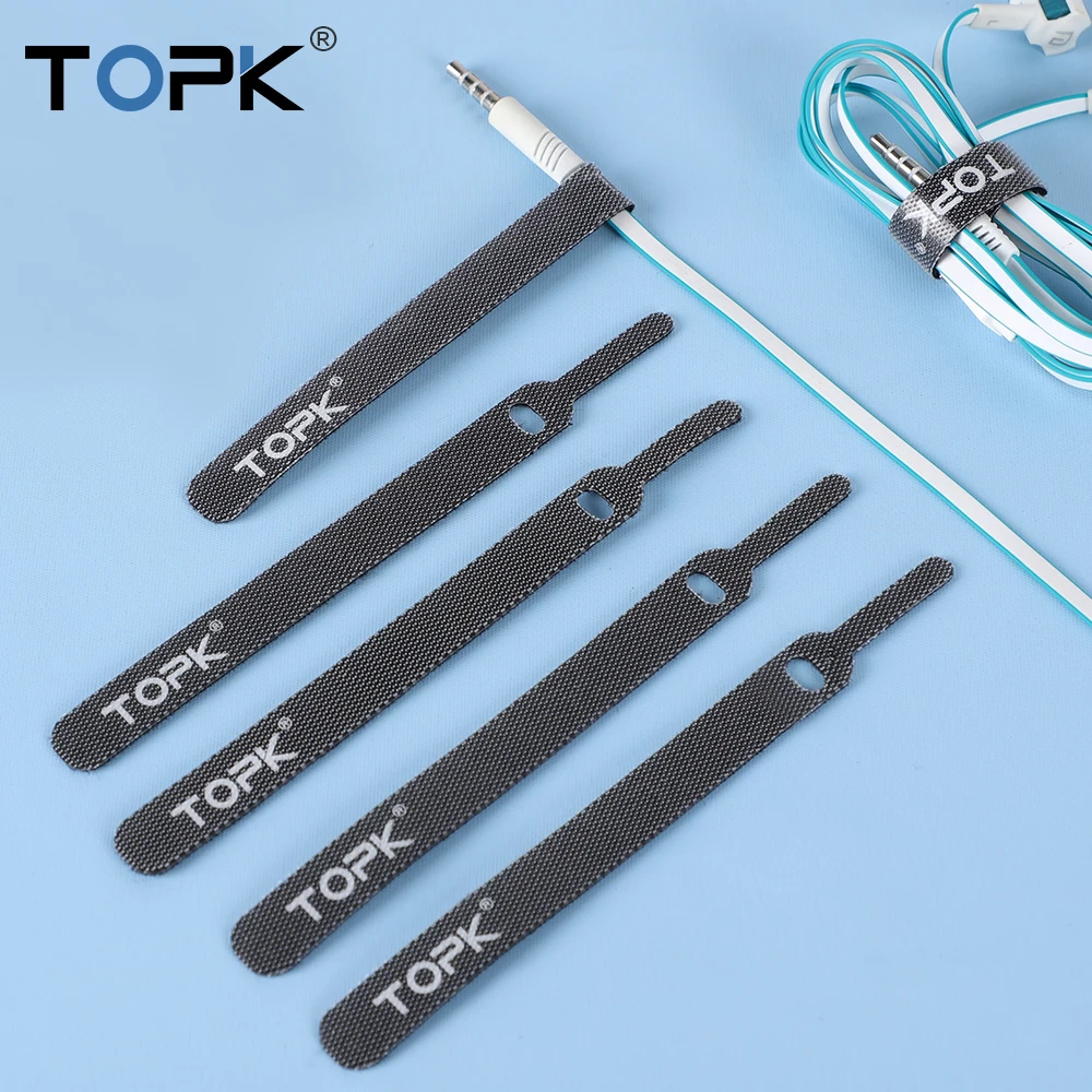 TOPK Abraçadeiras Reutilizáveis Liberáveis - Correias de Fita de Argola de NylonGerenciamento de Fios Multi-Scena para Fones de Ouvido Mouse ChargerCables