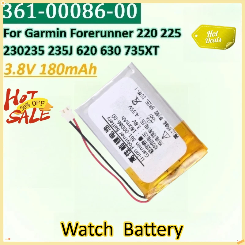

361-00086-00 3.8V 180mAh Battery for Garmin Forerunner 235 235J 620 220 225 230 630 735XT Watch Replacement Batteries