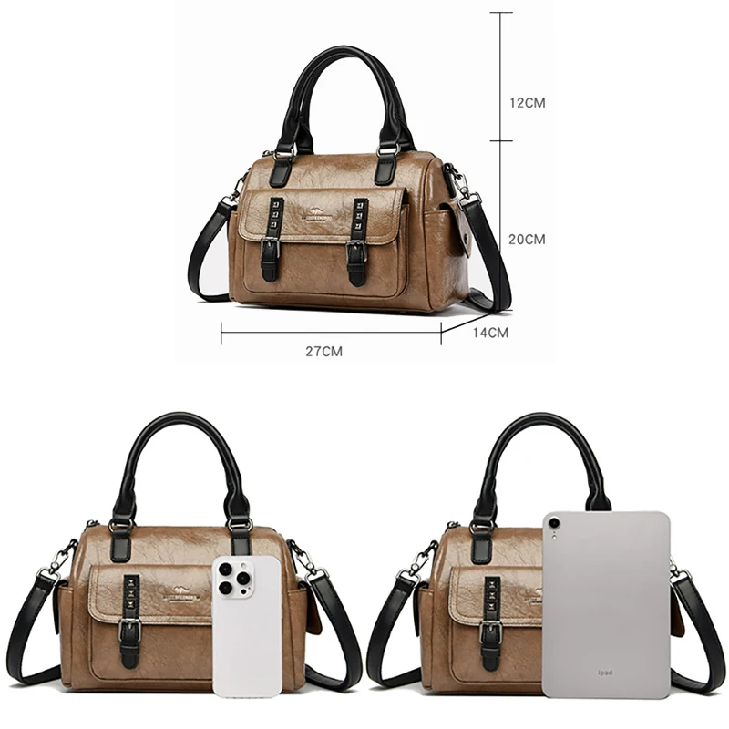 2024 New High Quality Soft Leather Women\'s Tote Bag Fashion Trend Female Handbag Luxury Designer Girl\'s Bucket Bags Sac A Main