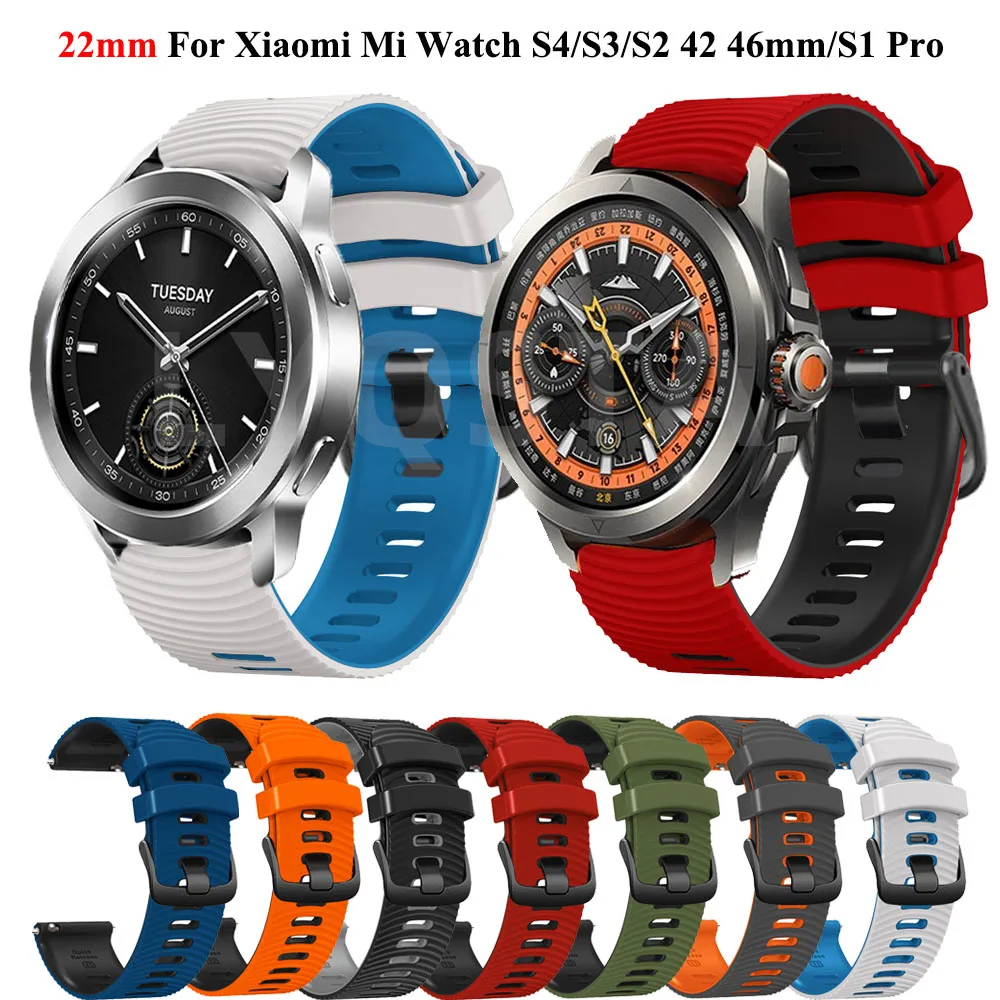 22mm Silicone Watch Strap For Xiaomi Mi Watch S4 S3 S2 42mm 46mm S1 Pro Active Smart Watch Replacement Wristband Bracelet Belt