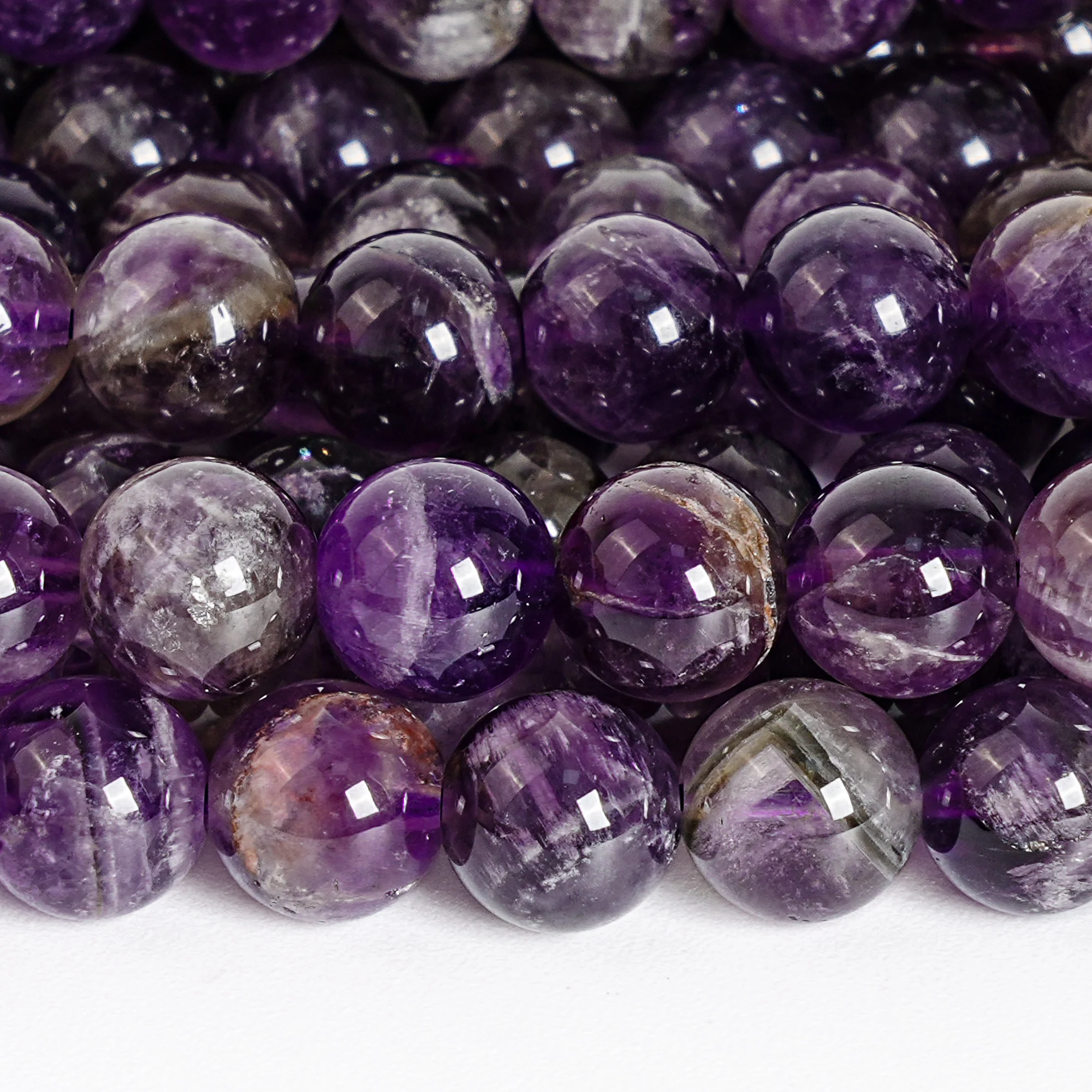 Perles de pierre naturelle améthyste violette 8mm rondes lisses vides pour fabrication de bijoux, bracelets, colliers et cadeaux énergétiques de soin DIY