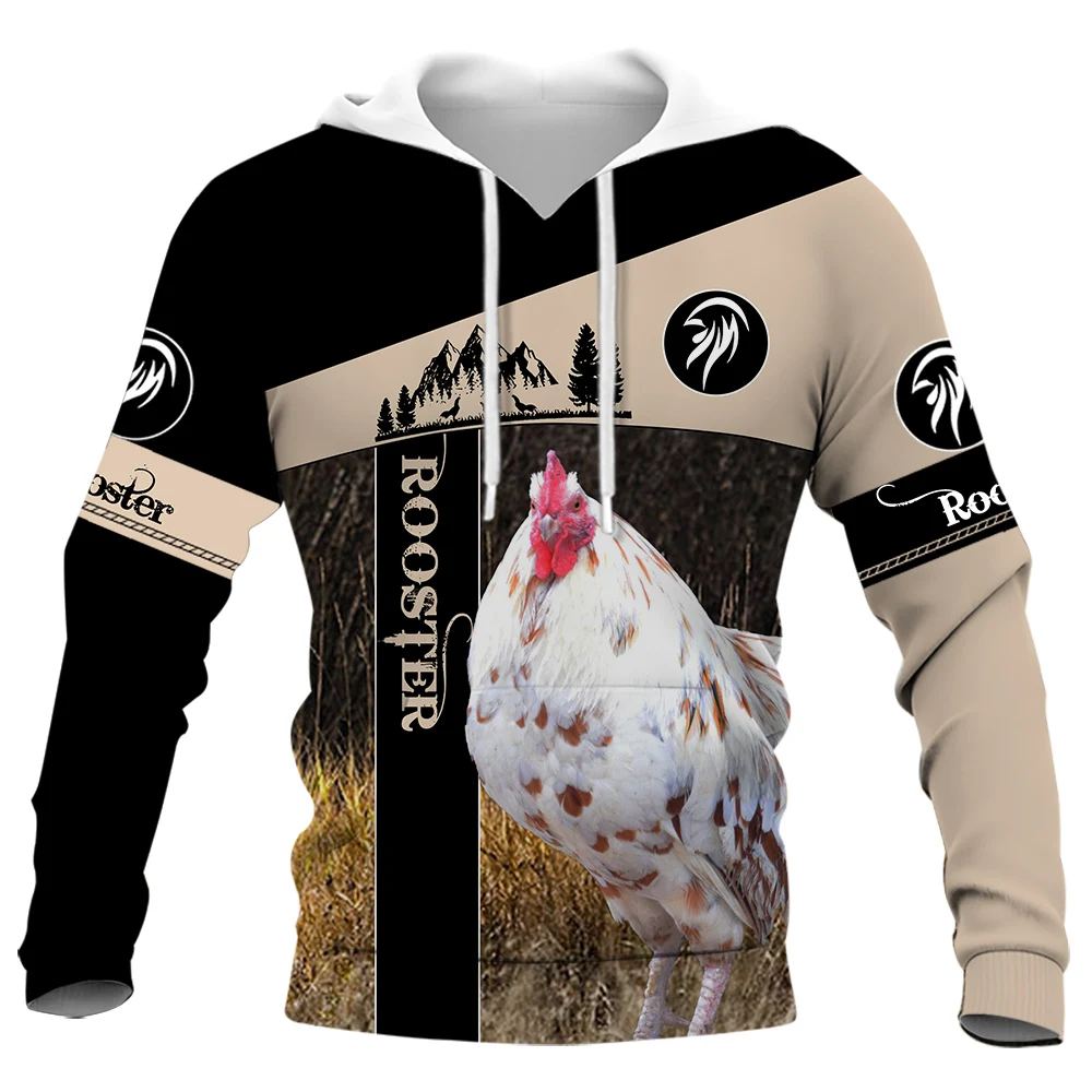 HX Rooster Lovers Hoodies 3D Graphic Animals Chick Splicing Hoodie Fashion Man Hip Hop Pullover Tops Harajuku Sportswear