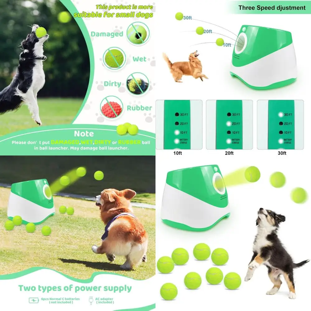 

Автоматическая пусковая установка для мячей для маленьких собак, расстояние 10–30 футов, включает 9 теннисных мячей, зеленый, идеально подходит для собак, которые любят мячей для погони