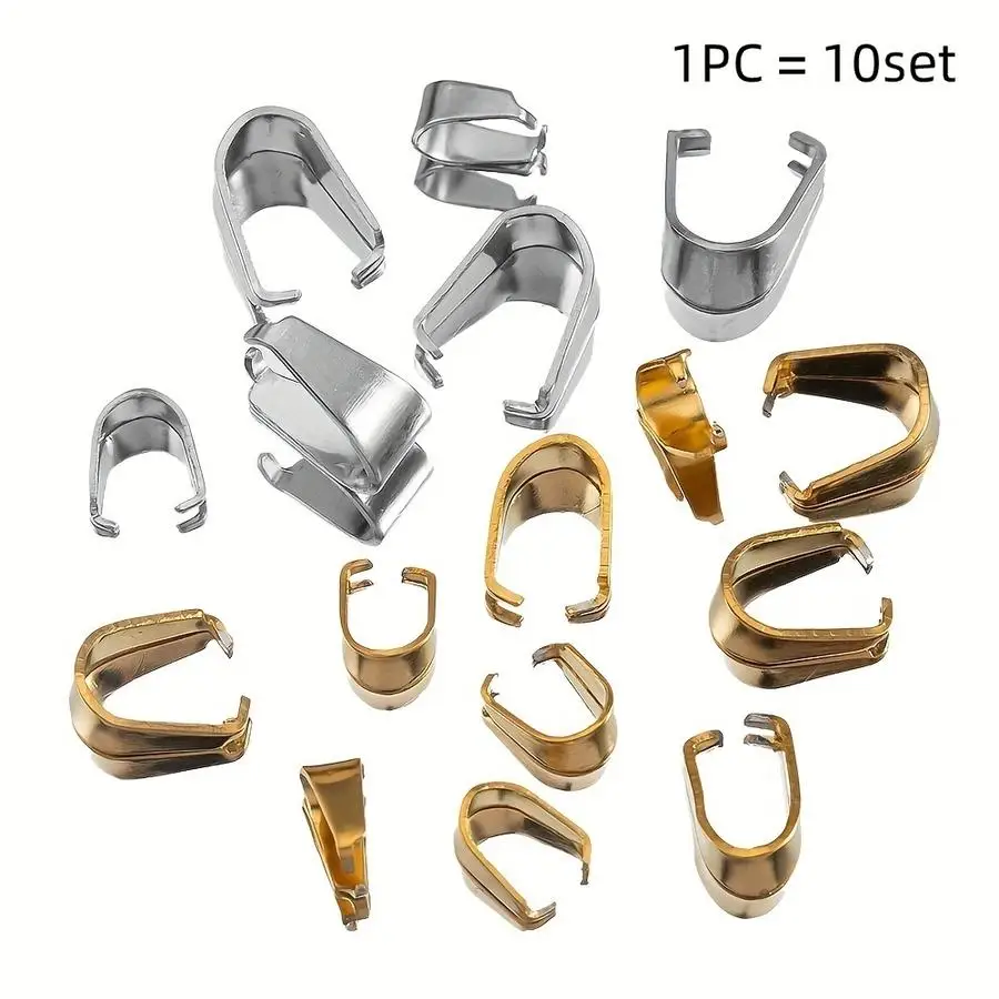 1/5/10/20/50/100pcs Stainless steel melon clip units, necklace pendants, jewelry charm connector clips for jewelry-making projec