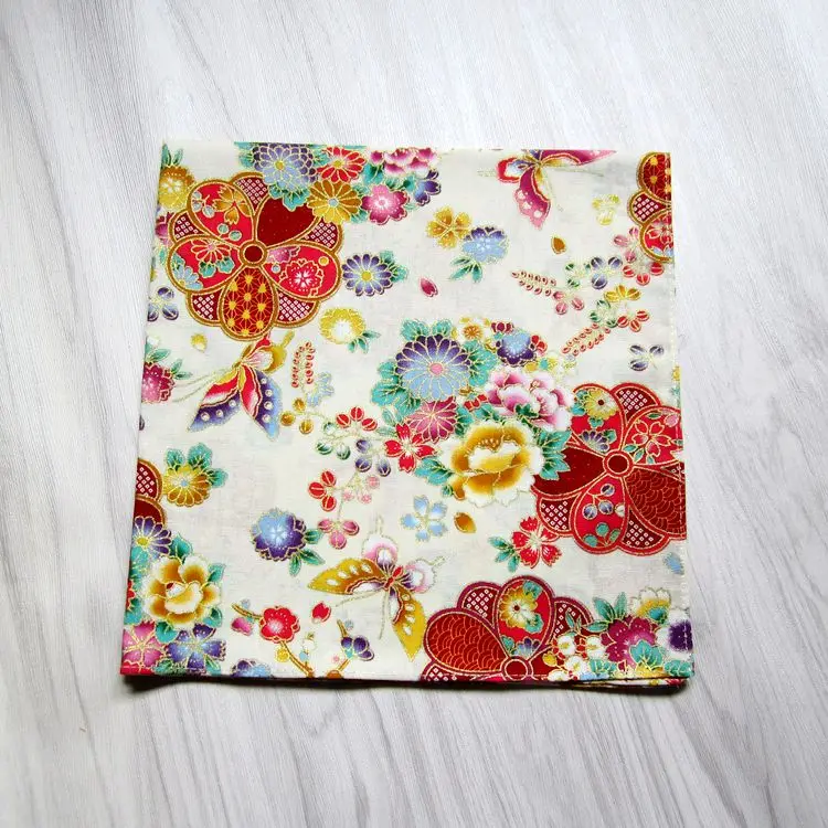 

Japanese Style Handkerchief 47*47cm Cyprinidae Pure Cotton Women Furoshiki Vintage Print