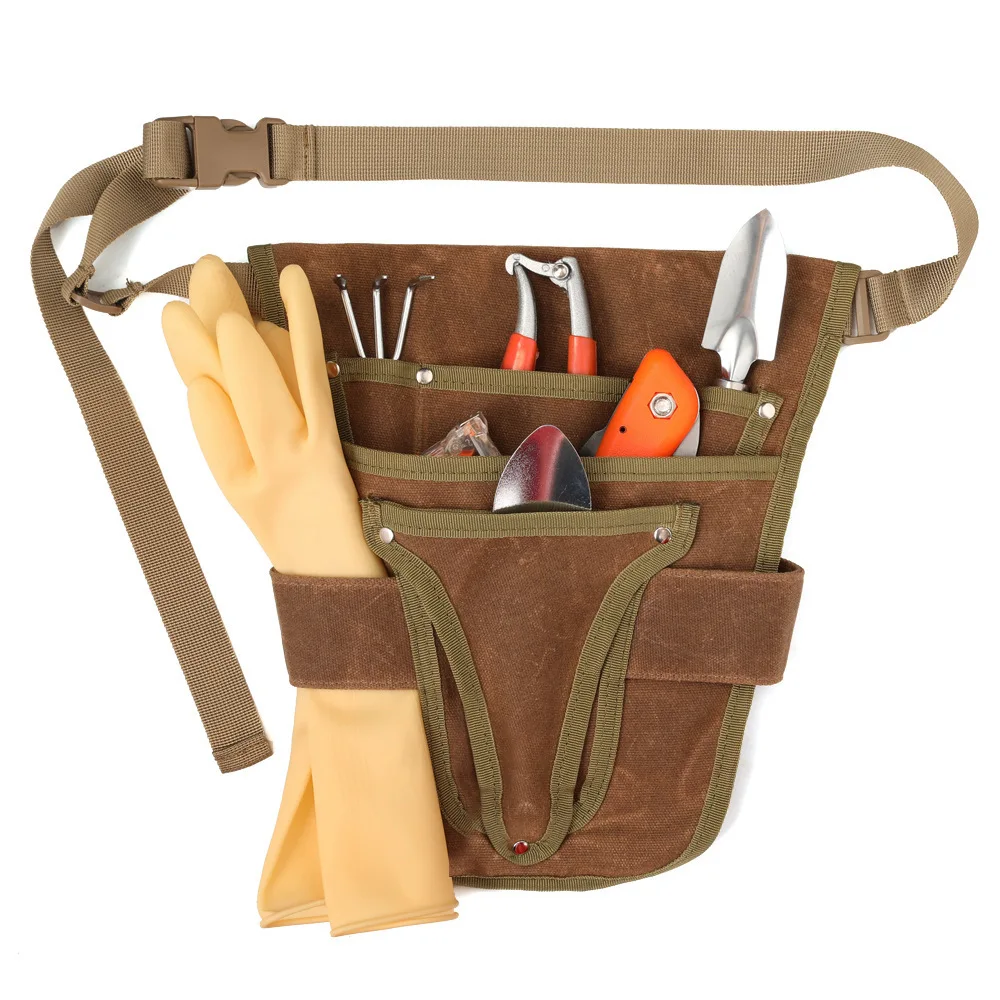 Toolkit Hardware bag Gardening waterproof tool fanny pack Waxed canvas tool bag Strong and durable fanny pack Storage bag