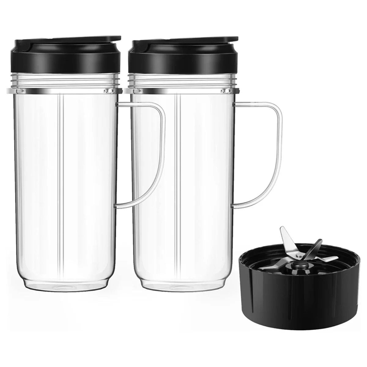 EQAZ-22 Oz Tall Cup with Flip Top To-Go Lid Replacement Part for Magic Bullet 250W MB1001 Blenders Cup Mug with Handle