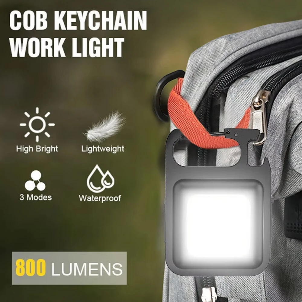 1pc/2pcs COB Keychain Work Light Flashlight Keychain Light Emergency Light, Bottle Opener, Mini Flashlight With Magnetic Base