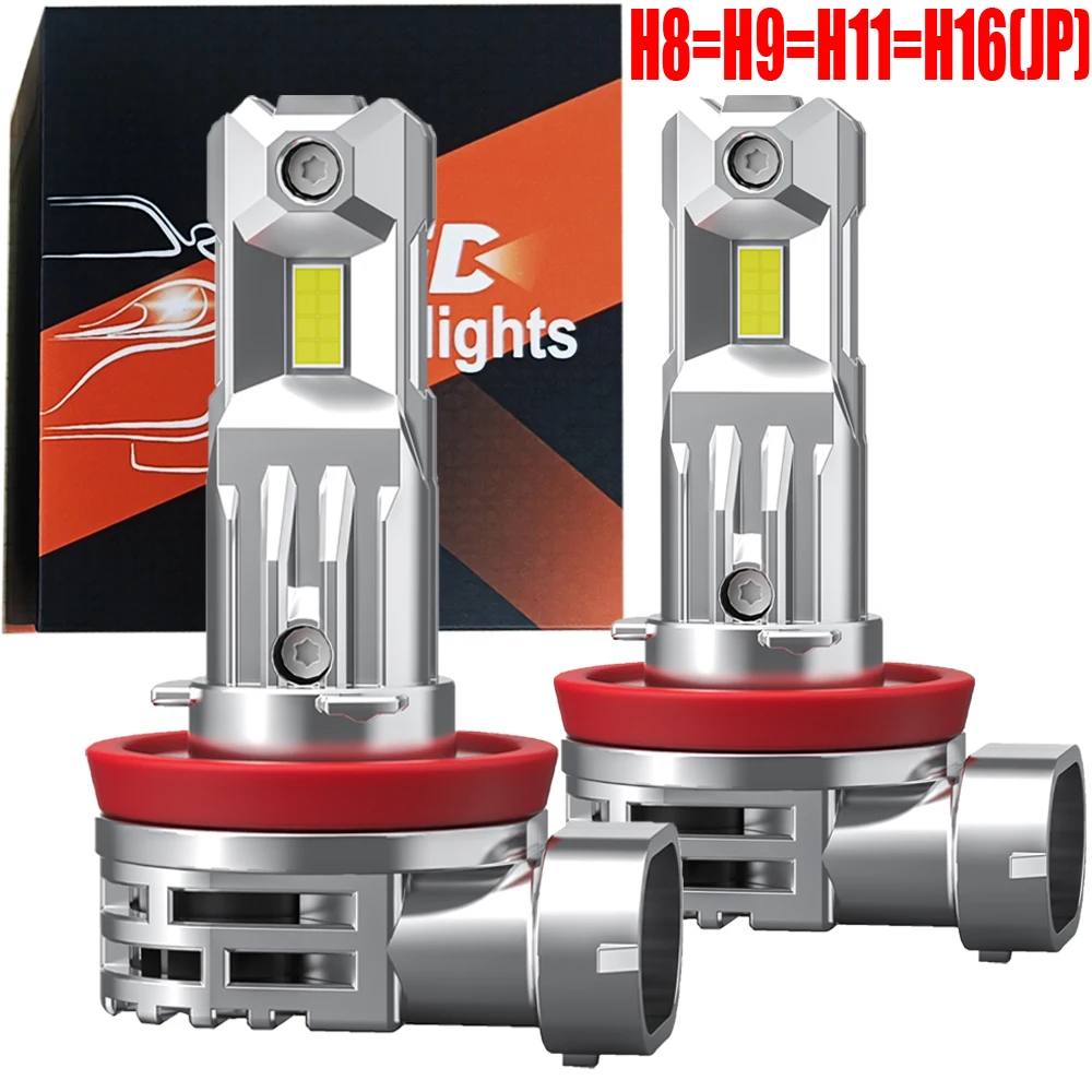 

2 шт. H8 H11 H9 H16 JP LED белые противотуманные фары для мотоциклов, без ошибок Canbus, мощные автомобильные турбо-диодные лампы для фар, не требуют адаптера