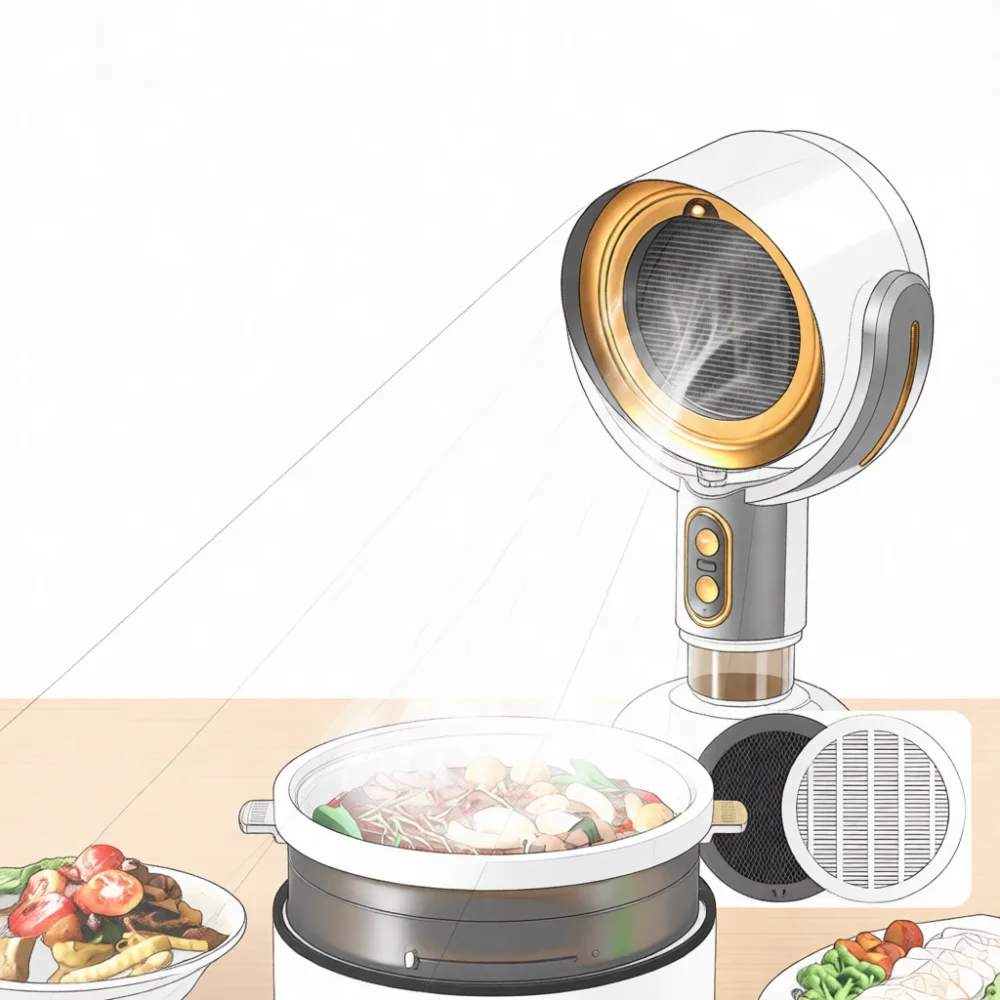Mini Portable Range Hood Desktop Air Purifier Kitchen Oil Fume Filter Household Ventilation Fan For Apartment Cooking Usage